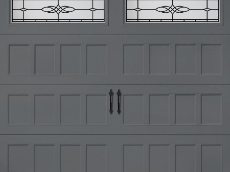 hillcrest recessed charcoal-gray garage door